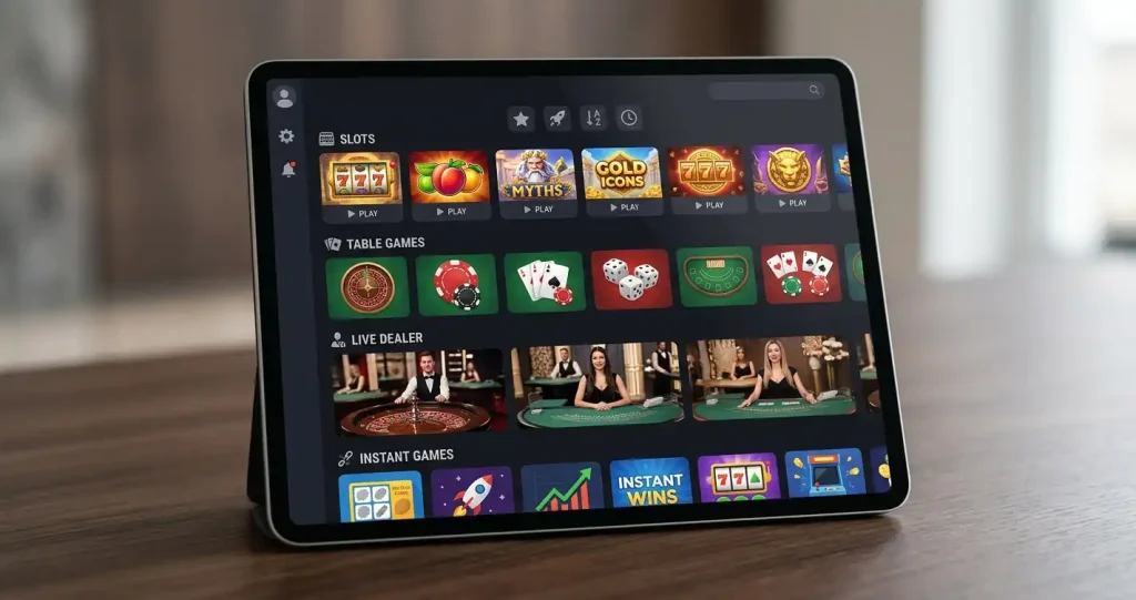 Rakebit public casino lobby with multiple game categories, providers and game tiles